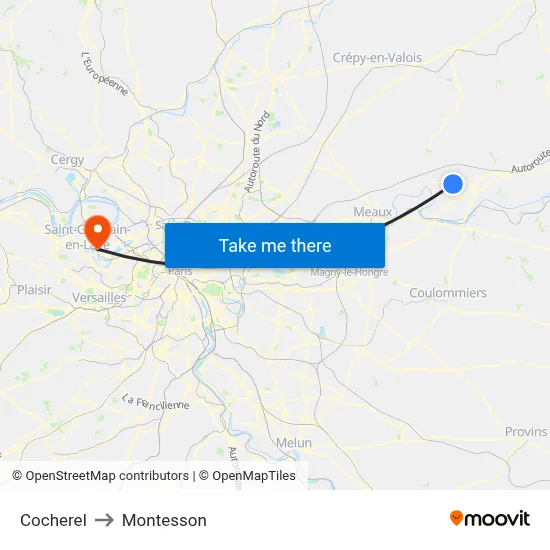 Cocherel to Montesson map
