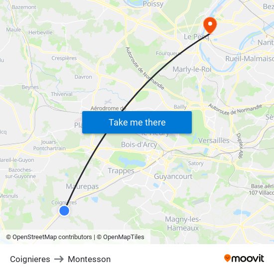 Coignieres to Montesson map