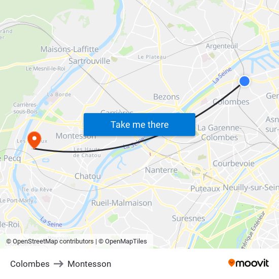 Colombes to Montesson map