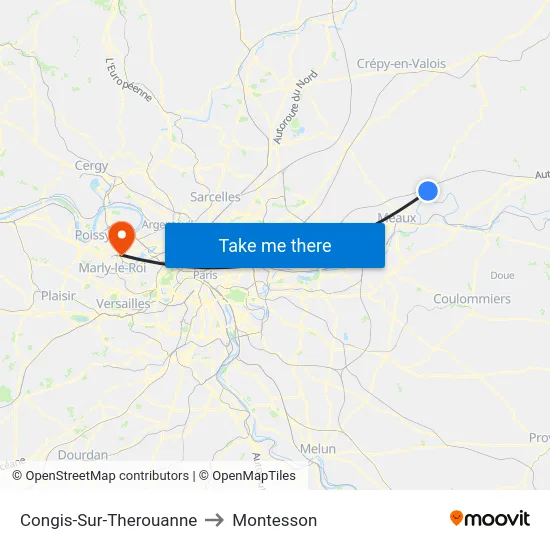 Congis-Sur-Therouanne to Montesson map