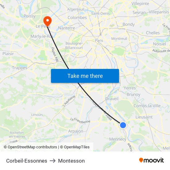 Corbeil-Essonnes to Montesson map