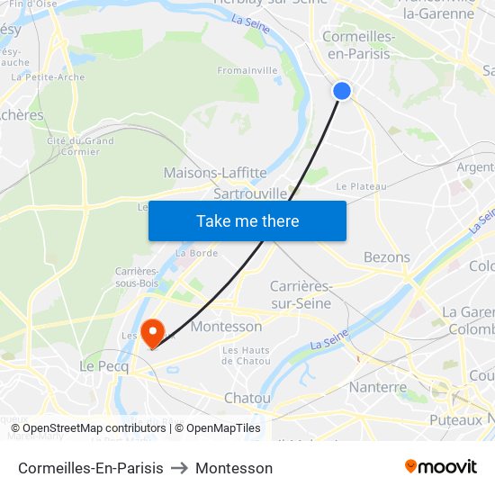 Cormeilles-En-Parisis to Montesson map