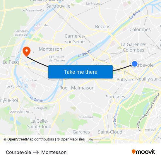 Courbevoie to Montesson map