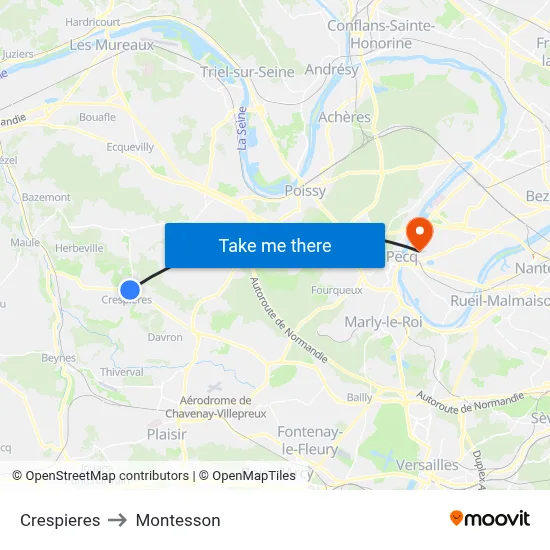 Crespieres to Montesson map