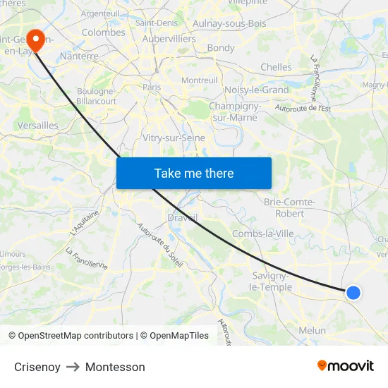 Crisenoy to Montesson map