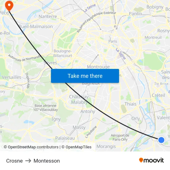 Crosne to Montesson map