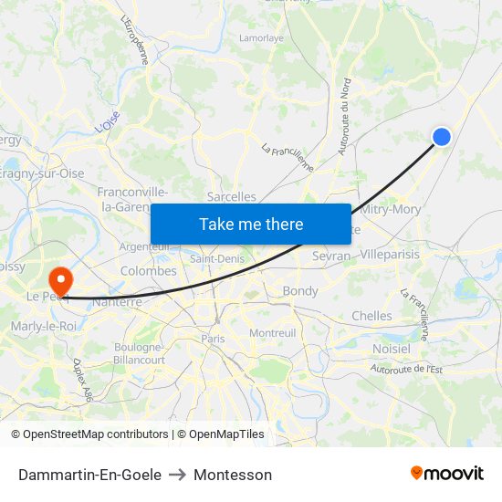 Dammartin-En-Goele to Montesson map