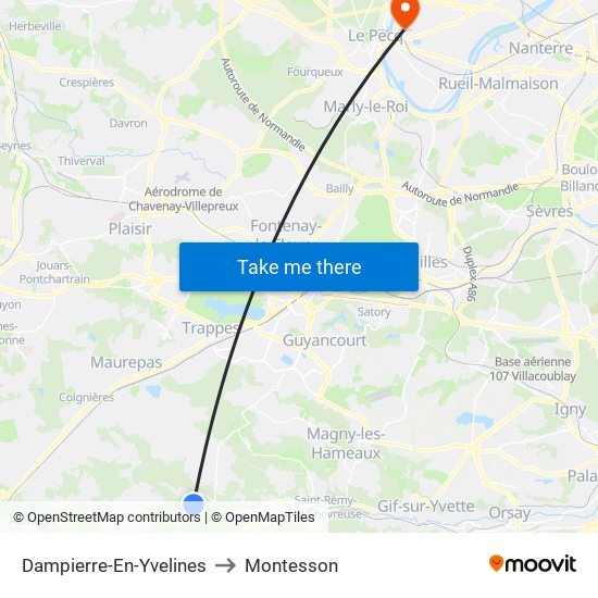 Dampierre-En-Yvelines to Montesson map