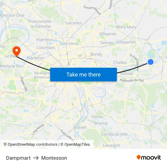 Dampmart to Montesson map