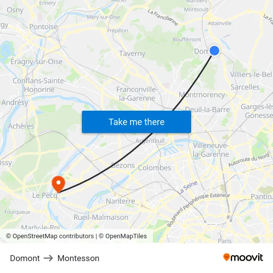 Domont to Montesson map