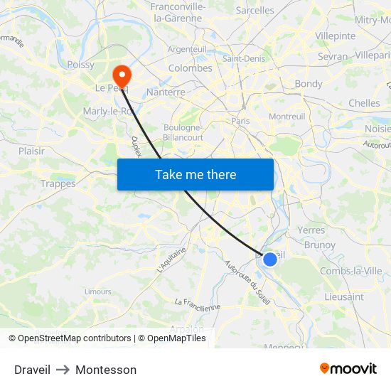 Draveil to Montesson map