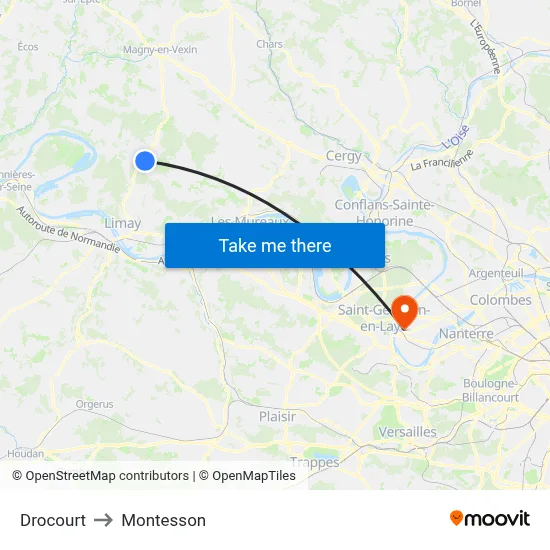 Drocourt to Montesson map