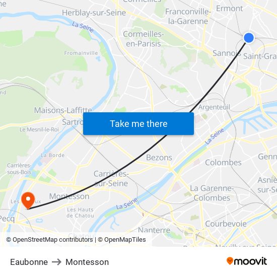 Eaubonne to Montesson map