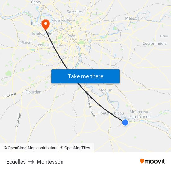 Ecuelles to Montesson map