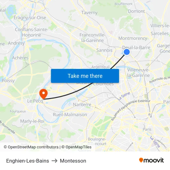 Enghien-Les-Bains to Montesson map