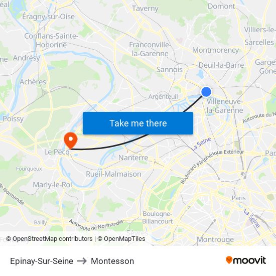 Epinay-Sur-Seine to Montesson map