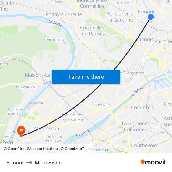 Ermont to Montesson map