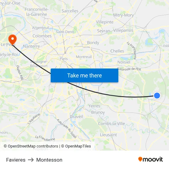 Favieres to Montesson map