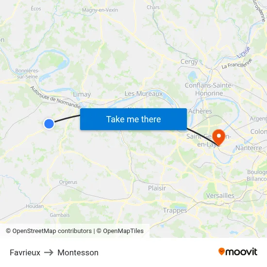 Favrieux to Montesson map