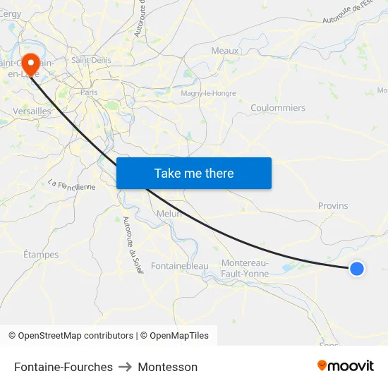 Fontaine-Fourches to Montesson map