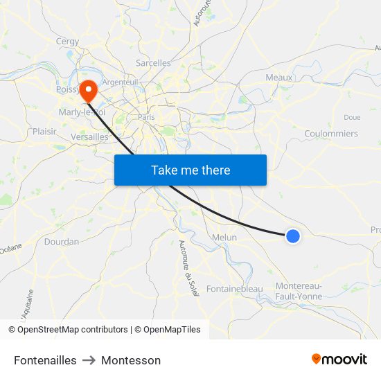 Fontenailles to Montesson map