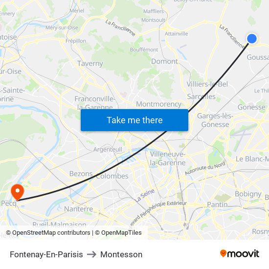 Fontenay-En-Parisis to Montesson map