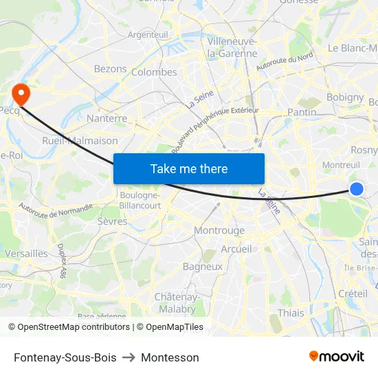 Fontenay-Sous-Bois to Montesson map