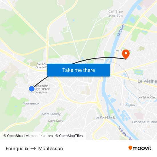 Fourqueux to Montesson map
