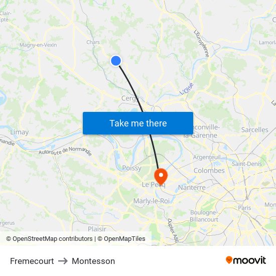 Fremecourt to Montesson map