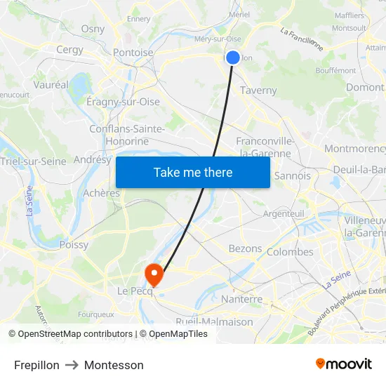 Frepillon to Montesson map