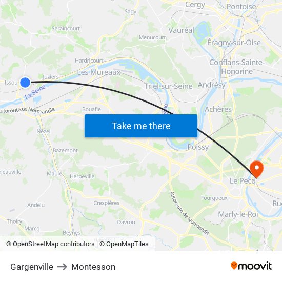 Gargenville to Montesson map