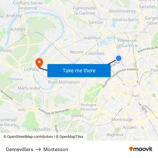 Gennevilliers to Montesson map