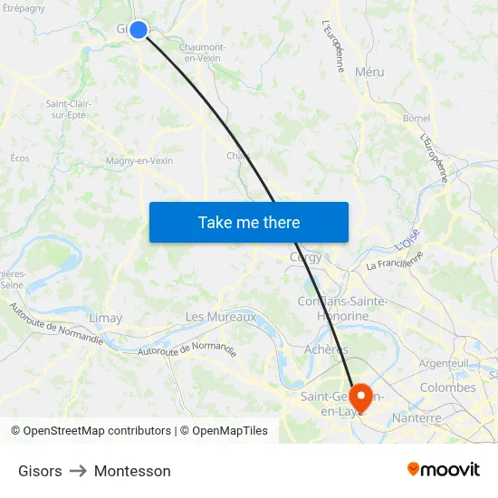 Gisors to Montesson map