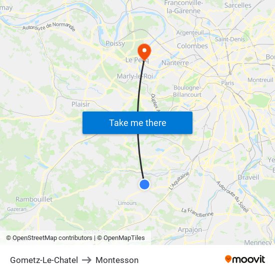 Gometz-Le-Chatel to Montesson map