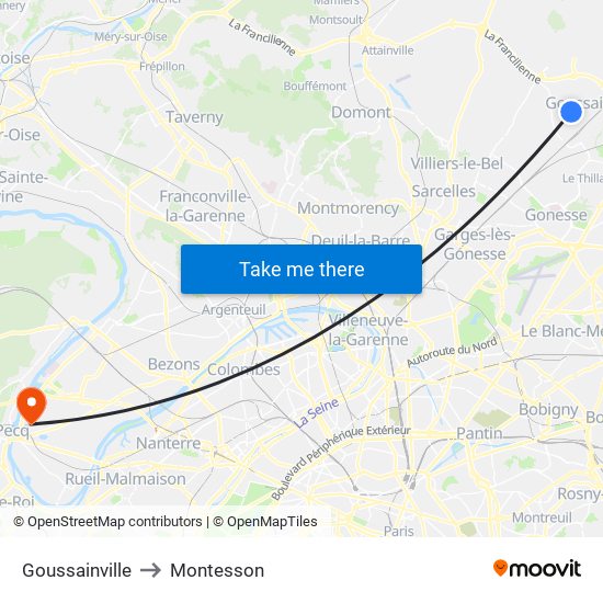 Goussainville to Montesson map