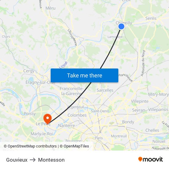 Gouvieux to Montesson map