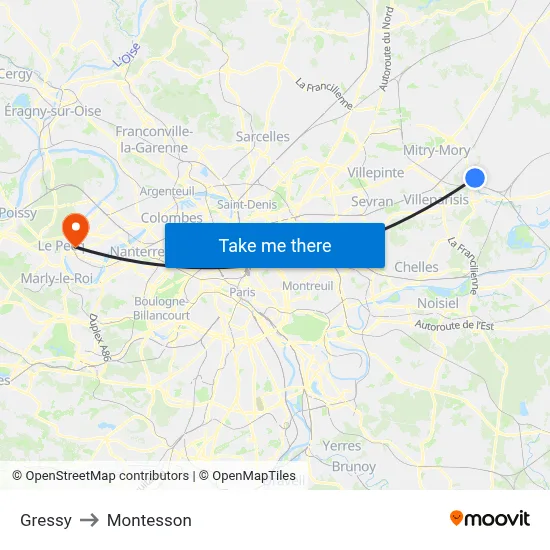 Gressy to Montesson map