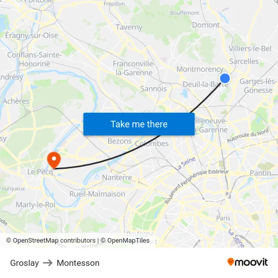 Groslay to Montesson map