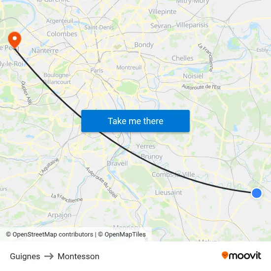 Guignes to Montesson map