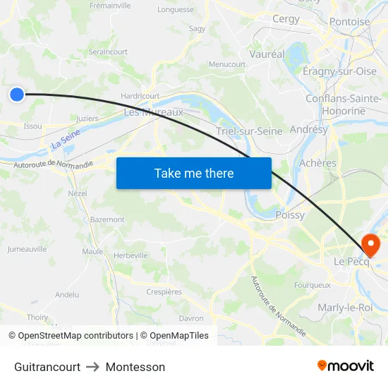 Guitrancourt to Montesson map