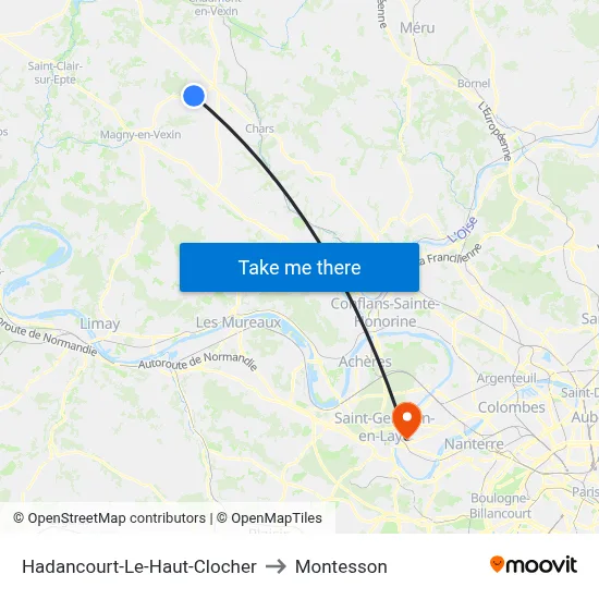 Hadancourt-Le-Haut-Clocher to Montesson map