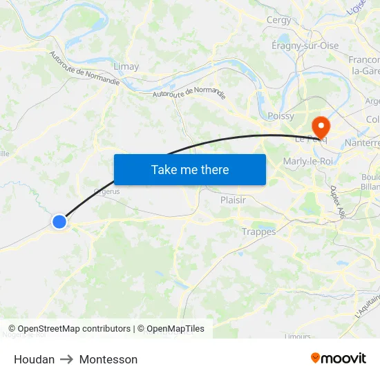 Houdan to Montesson map