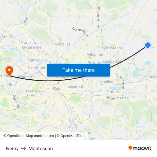Iverny to Montesson map
