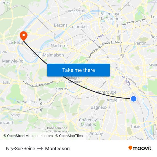 Ivry-Sur-Seine to Montesson map