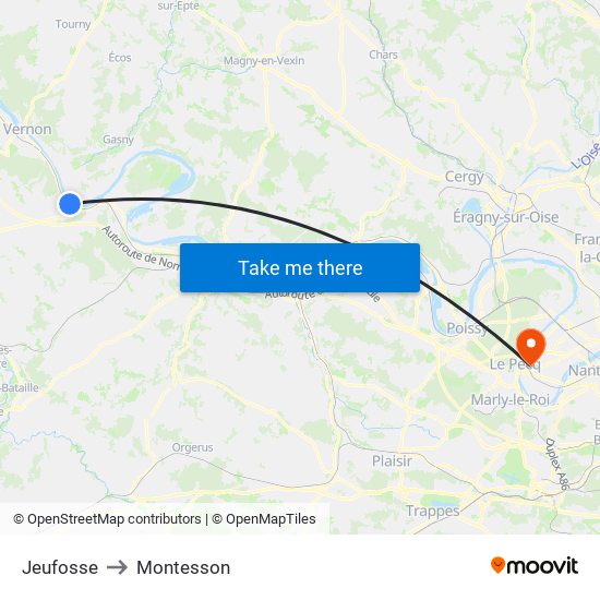 Jeufosse to Montesson map
