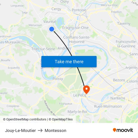 Jouy-Le-Moutier to Montesson map