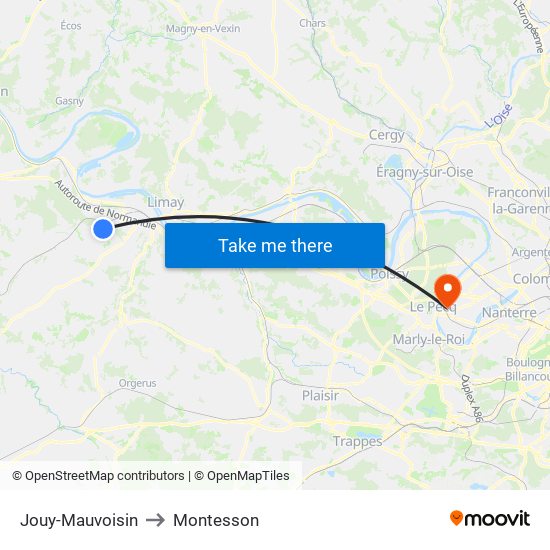 Jouy-Mauvoisin to Montesson map