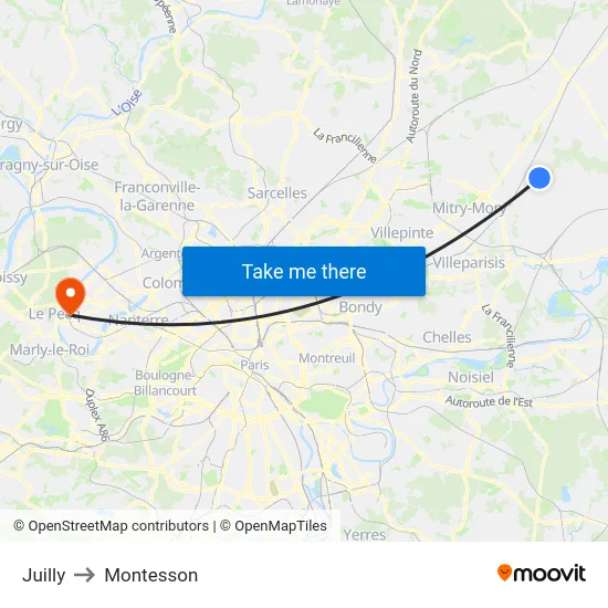 Juilly to Montesson map