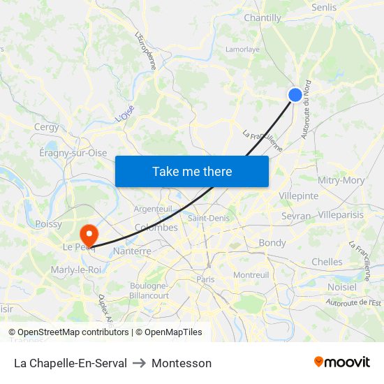 La Chapelle-En-Serval to Montesson map