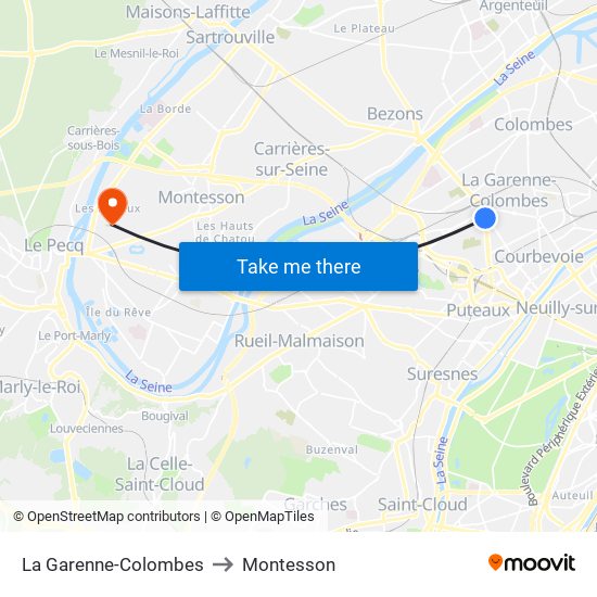 La Garenne-Colombes to Montesson map